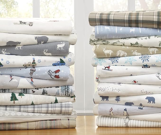 Eddie Bauer - Queen Sheets, Cotton Flannel Bedding Set, Brushed for Extra Softness, Cozy Home Decor (Rookeries, Queen)