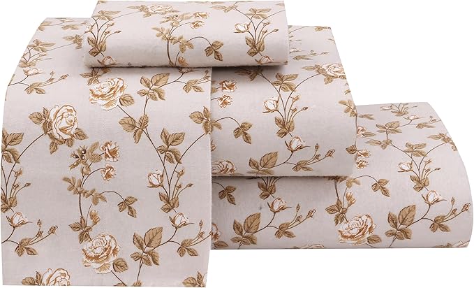 RUVANTI Flannel Sheets Twin Size - 100% Cotton Double Brushed Twin Sheets Set, Deep Pockets 16 Inches, All Seasons Breathable & Extra Soft Bed Sheets, Warm & Cozy, 3 Piece, Dazzale