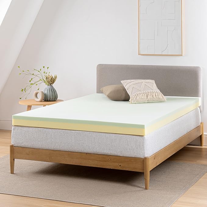 ZINUS 3 Inch Green Tea Memory Foam Mattress Topper, Pressure-Relieving Layers, CertiPUR-US Certified, Twin