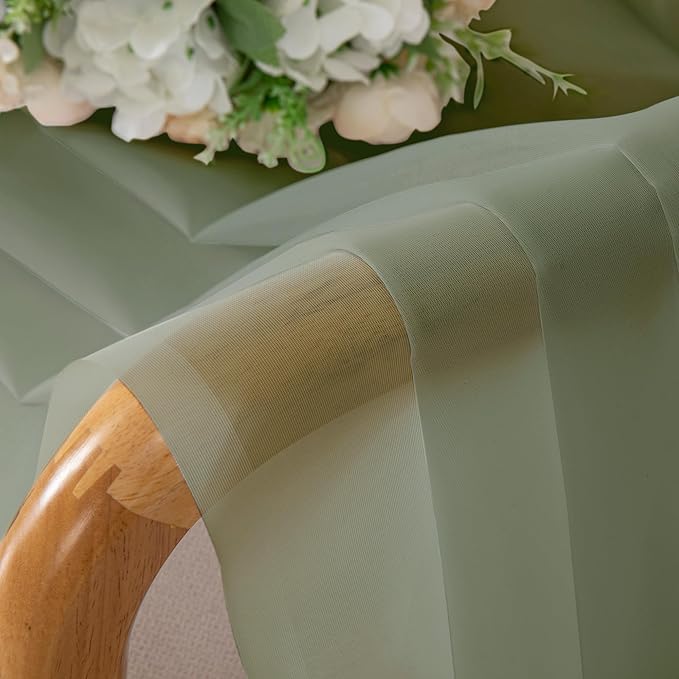 Chyhomenyc Sage Green Sheer Curtains 54 Inch Long 2 Panels Set, Short Rod Pocket Voile Drapes for Dinning Small Windows Bathroom Living Room Bedroom, Each 42Wx54L in, 2PCS, Sage Green