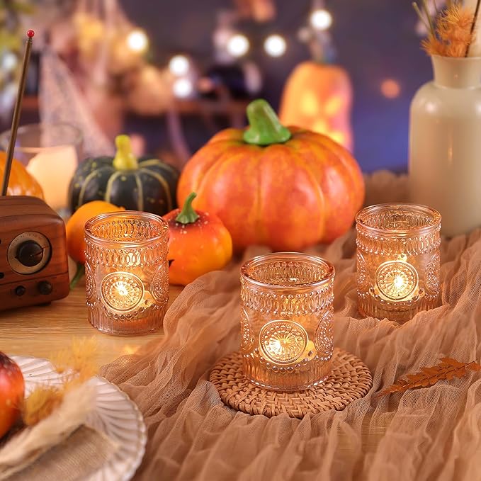 Gold Votive Candle Holder Set of 12, Glass Tea Lights Candle Holders for Wedding Table Centerpieces, Birthday Parties and Home Decor
