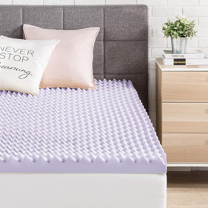 Best Price Mattress 3 Inch Egg Crate Memory Foam Mattress Topper with Soothing Lavender Infusion, CertiPUR-US Certified, Dorm Essentials, Twin XL
