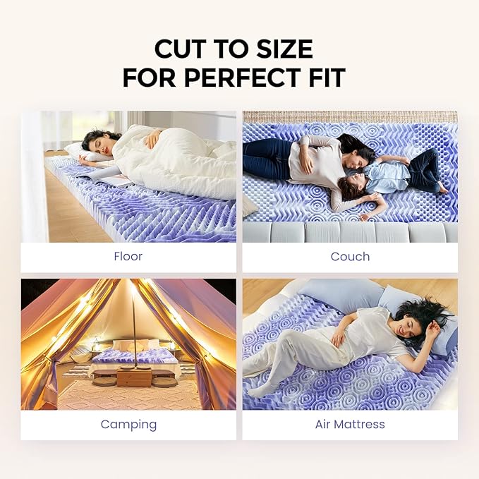 Dreamsmith 3 Inch 7-Zone Twin XL Memory Foam Mattress Topper, Cooling Gel Infused Foam Mattress Pad, Twin XL Size Bed, CertiPUR-US Certified, Dorm Room Essentials