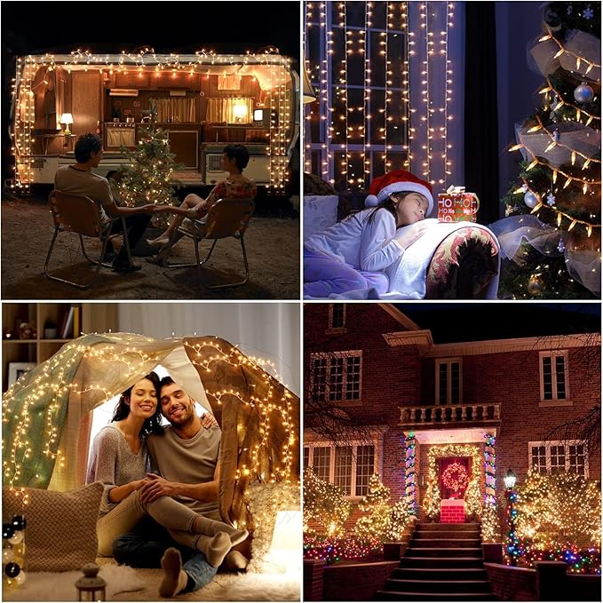 LIDORE Super Bright Clear Mini Christmas Tree String Lights, Gift for Decoration, 21.45FT 100 Count Bulbs with White Cord, UL Listed Indoor Outdoor Lighting for Holiday (White Cable, 2-Pack)
