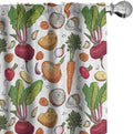 Ambesonne Vegetables 2 Panel Curtain Set, Continuous Pattern of Sketchy Painted Healthy Natural Tasty Food Illustration, Window Treatment Living Room Bedroom Decor, Pair of - 28" x 95", Green Orange