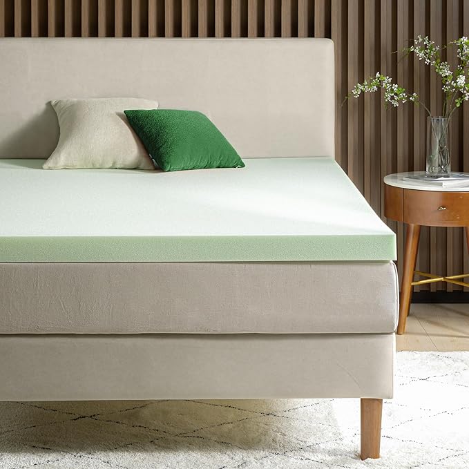 ZINUS 3 Inch Green Tea Memory Foam Mattress Topper, Smaller, More Convenient WonderBox Packaging, Pressure-Relieving Layers, CertiPUR-US Certified, King