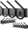 WEBI Coat Rack Wall Mounted,8 Hooks for Hanging Coats,Hook Rack Hook Rail Coat Hanger Wall Mount for Backpack,Clothes,Jacket,Black,2 Packs