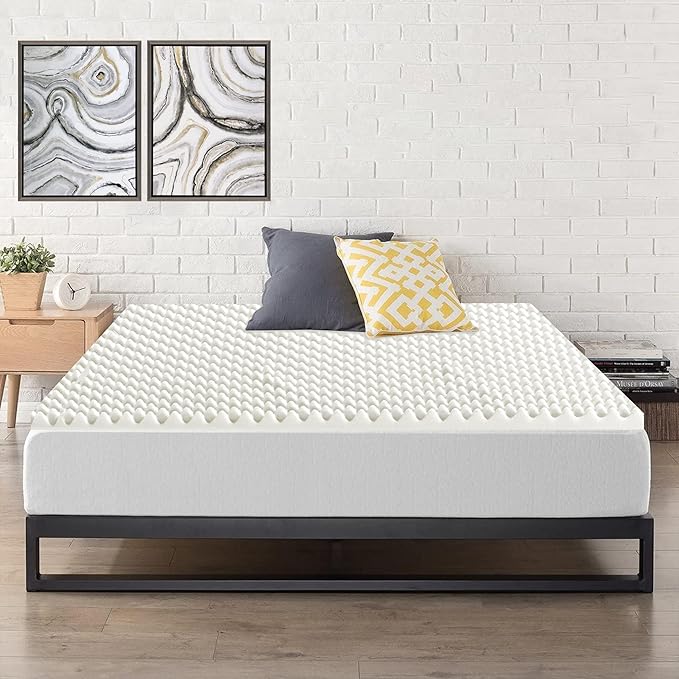 Mayton Convoluted Egg Shell 2-inch Breathable Foam Bed Topper | Makes Mattresses Comfortable and Relaxing, Provides Faster Pain Relief and Provides Orthopedic Beneficial Support, King, Off-White