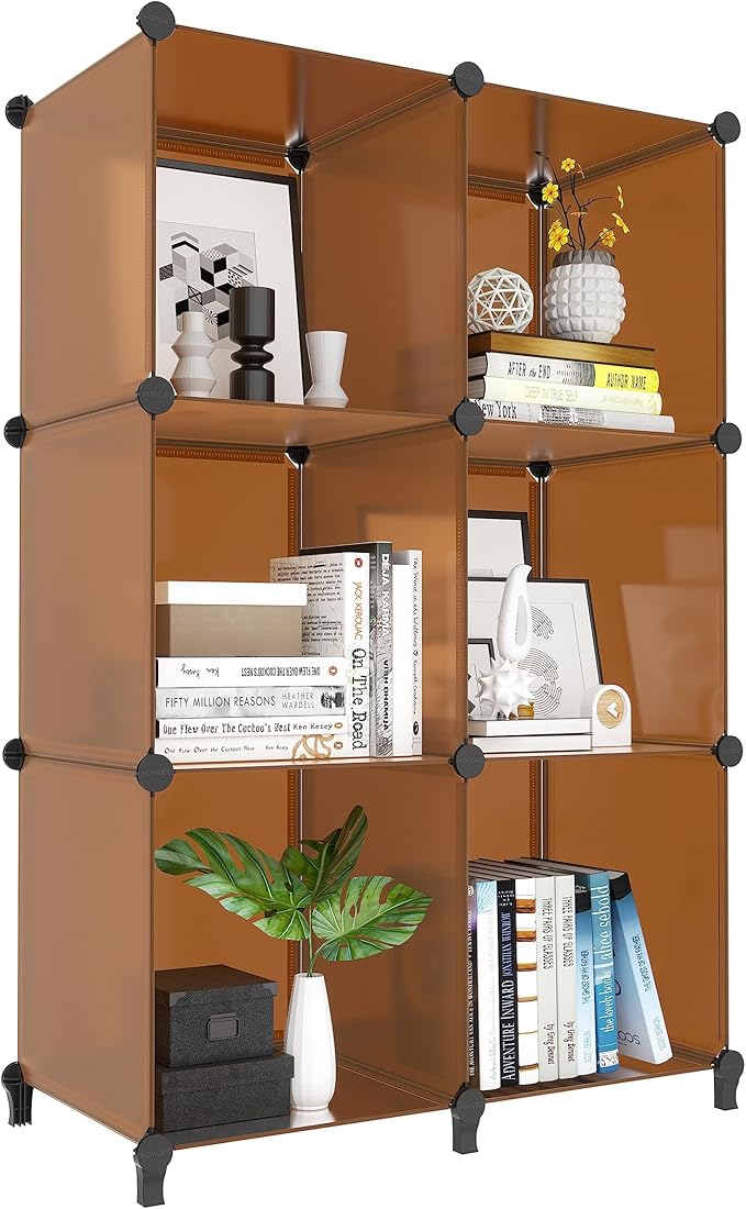 6-Cube Storage Organizer, Closet Organizer Storage Shelf Bookcase Bookshelf with Metal Hammer, Storage Cubes Organizer Cabinet for Kids, Closet, Bedroom, Bathroom, (11.8x11.8x11.8 inch)