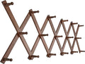 SKOLOO Hat Rack for Wall with 17 Hooks, Solid Wooden, Modern, Expandable Coat Rack Wall Mount for Coats, Hats, Bags, Baseball Caps, Walnut Color