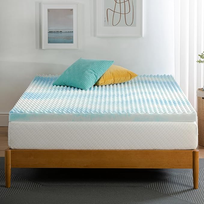 ZINUS 3 Inch Swirl Gel Cooling Memory Foam Mattress Topper, Smaller, More Convenient WonderBox Packaging, Cooling, Airflow Design, CertiPUR-US Certified, Twin