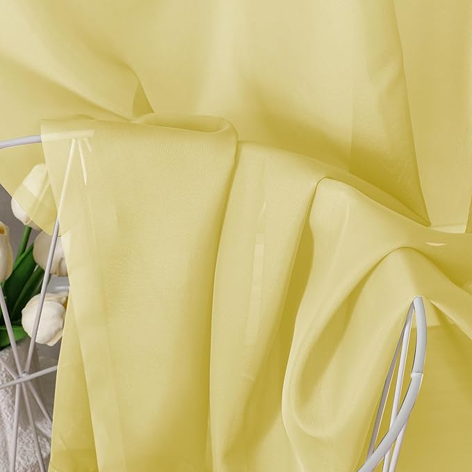 Aiyufeng Yellow Sheer Curtains 2 Panel Sets 96 Inches Long - Transparent Light Weight Soft Yellow Window Treatment Panels for Study Room/Living Room/Guest Room, Per Panel W42 X L96 inches