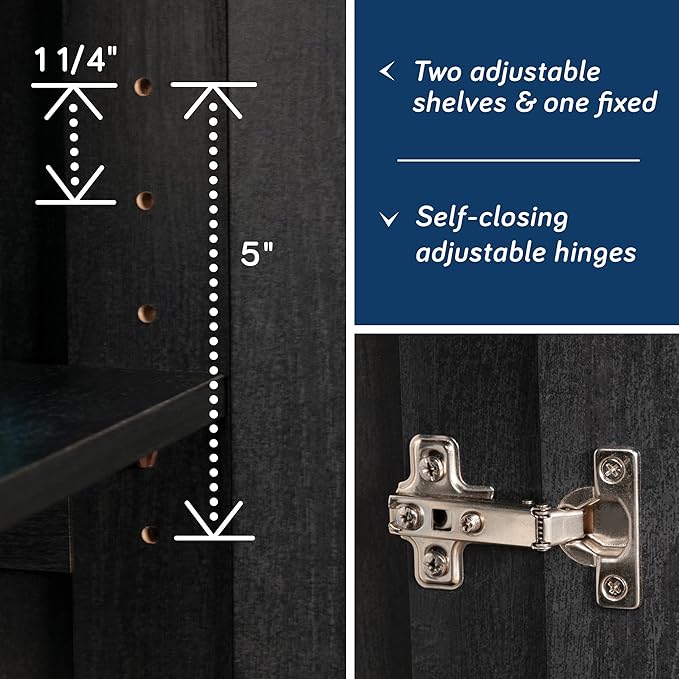 Sauder Miscellaneous Tall Storage Cabinet, Kitchen Pantry, Single Door with Adjustable Shelves, Raven Oak Finish