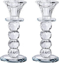 Crystal Candle Holder Set, 2 Pcs Taper Glass Candlestick Holders, Unity Clear Candle Holders for Dinning, Party, Wedding, Birthday, Multi Pillar Candelabra Candle Holder Stand Decorative