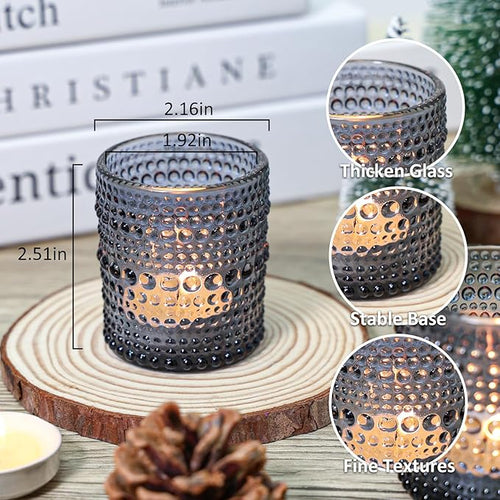 24 Pcs Votive Candle Holders, Dark Blue Glass Candle Holder Bulk for Table Centerpiece, Tea Lights Candle Holders for Wedding Shower, Party and Home Decor