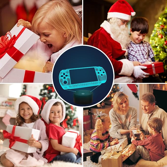 Attivolife Gameped 3D Illusion Lamp, Handheld Game Console Night Light with Remote Control + Timer 16 Color Change Lamps Kids Gamer Room Decor Plug in Cool Festival Birthday Gifts for Boys Men Child