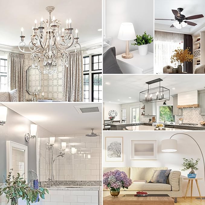 E12 LED Candelabra Bulbs 40W Equivalent, 6-Pack 4W 460LM Dimmable Candle Light, 5000K Daylight White Chandelier Bulbs, Flame Tip CA10 for Ceiling Fan, Home Decor