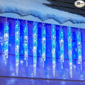 Minetom Icicle Lights Outdoor with Clips, 20ft 100 LED 20 Tubes Twinkling Icicle Strings Connectable Waterproof Hanging Christmas Lights Plug in for Eave Outdoor, Blue and White