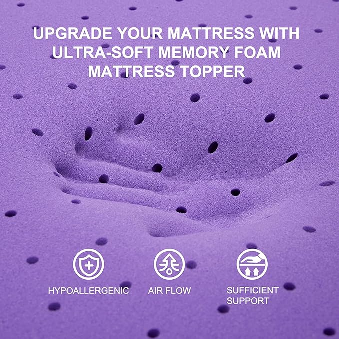 SINWEEK Gel Memory Foam Mattress Topper Twin XL, 1.5 in Twin Extra Long Mattress Pad for College Dorm Single Bed, Ventilated Soft Bed Topper, CertiPUR-US Certified, Twin XL Size