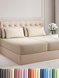 Split King Sheets Set 7 Piece - Includes 4 Pillowcases - Bed Sheets Split King - Soft Hotel Luxury Bedding - Cooling & Breathable - 1 Flat & 2 Fitted & 4 Pillowcases w/ Deep Pockets - Heathered Beige