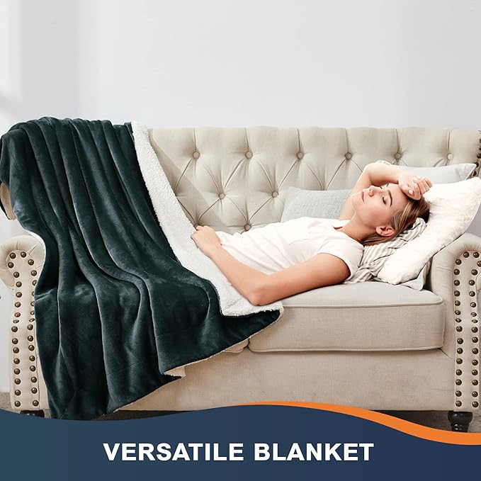 Walensee Sherpa Fleece Blanket (King Size 108”x90” Forest Green) Plush Throw Fuzzy Super Soft Reversible Microfiber Flannel Blankets for Couch, Bed, Sofa Ultra Luxurious Warm and Cozy for All Seasons