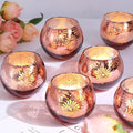 Pink Mercury Glass Votive Candle Holders Set of 12, Round Tealight Candle Holders for Table Centerpieces, Weddings, Shower Gifts, Christmas, Halloween Party Decorations