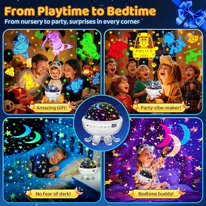 Star Projector for Kids Night Light Projector, 【3 Films+ 30 Sounds】 Lullaby Sound Machine Baby Sound Machine with Light, 【93 Effects+ Remote】 Best Toys for Kids Toys, [3 Brightness+ Timer]