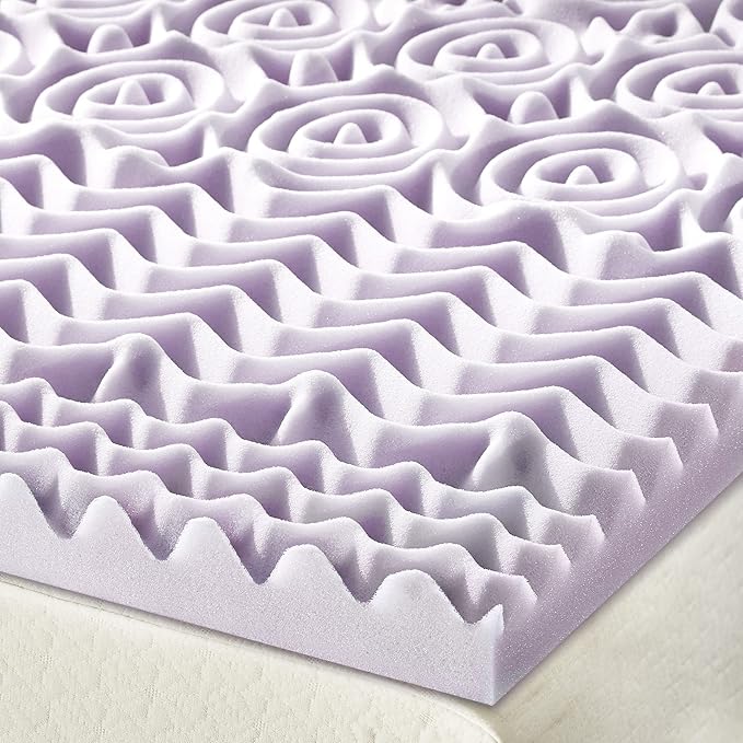Mellow 2 Inch 5-Zone Memory Foam Mattress Topper, Soothing Lavender Infusion, Dorm Essentials, Full