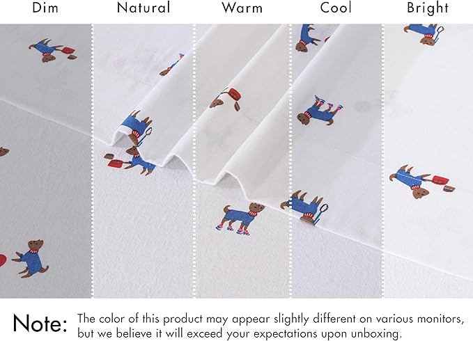 RUVANTI Flannel Sheets Twin XL Size - 100% Cotton Double Brushed Twin XL Sheet Sets, Deep Pockets 16 Inches, All Seasons Breathable & Extra Soft Bed Sheets, Warm & Cozy, 3 Piece, Puppy Playoff