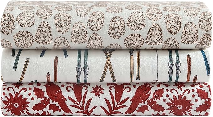 Eddie Bauer - King Sheets, Cotton Flannel Bedding Set, Brushed For Extra Softness, Cozy Home Decor (Little Creek Pine Cone Beige, King)