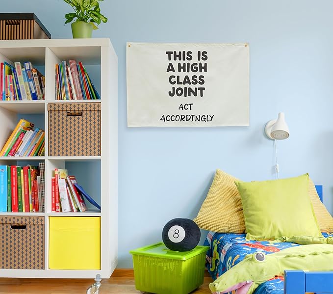 Boho Rectangular Banner Flag Wall Sign Decor for Home Office Classroom Dorm Apartment Living Room-Birthday Christmas Gift for Boy Girl Teen Friends Family-This Is a High Class Joint Act Accordingly