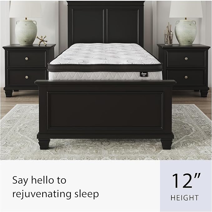Ashley Chime Twin Mattress Hybrid 12 Inch Firm Memory Foam for Pressure Relief, Mattress In a Box with Cooling Gel, Fiberglass Free