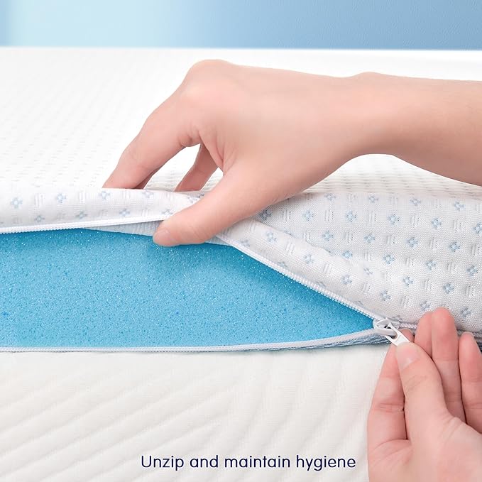 Subrtex Mattress Topper, Gel-Infused Memory Foam Mattress Topper, High Density Cooling Bed Topper Pad with Breathable Removable Fitted Cover CertiPUR-US Certified (4 Inch, King)