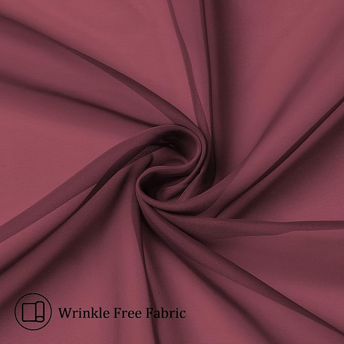 Aiyufneg Wine Kitchen Sheer Curtains 36 inches Long, Short Kitchen Window Treatment Solid Sheers Cafe Curtains Bathroom Voile Half Window Curtains 2 Panels for Laundry Room, Rod Pocket, 40" Wx36 L