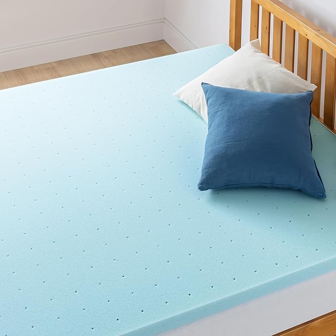 Best Price Mattress 1.5 Inch Ventilated Memory Foam Mattress Topper, Cooling Gel Infusion, CertiPUR-US Certified, Dorm Essentials, King