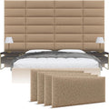 Vänt Upholstered Wall Panels - King/Cal King Size Wall Mounted Headboards - Faux Merino Wool Camel - Twin/King - Set of 4 Panels (Each Individual Panel 39"x11.5")