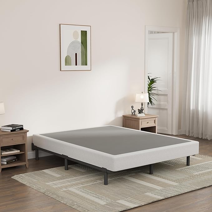 California King Size Box Spring and Cover Set, 9 Inch High Profile Metal BoxSpring, Heavy Duty Structure Mattress Foundation, Noise Free, Non-Slip, Easy Assembly