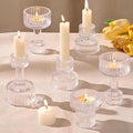 Candlestick Holders Bulk, 6 Pcs Clear Combination Candle Holders Set, Crystal Candle Holders for Wedding, Table Centerpiece, Home Decoration