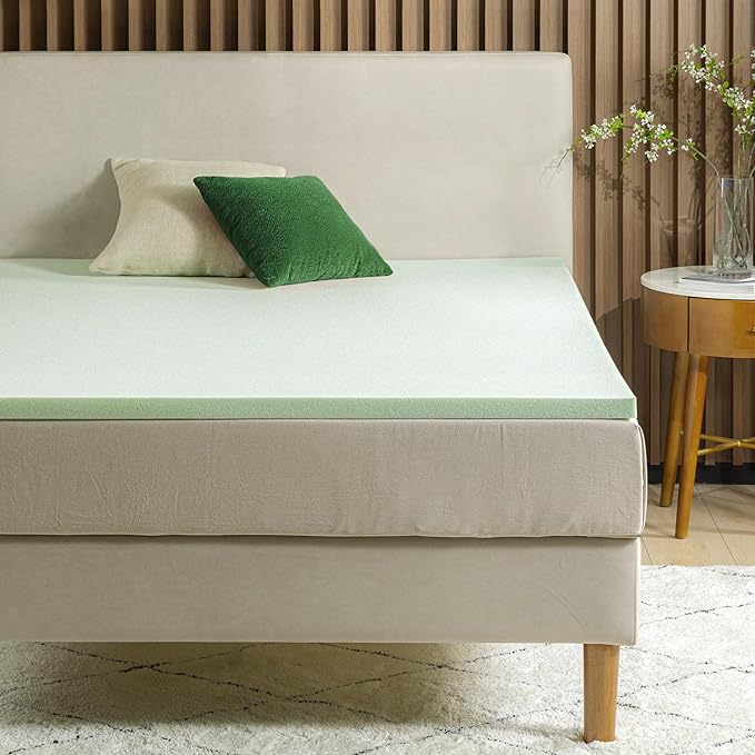 ZINUS 1.5 Inch Green Tea Memory Foam Mattress Topper, Smaller, More Convenient WonderBox Packaging, Pressure-Relieving Layers, CertiPUR-US Certified, Twin