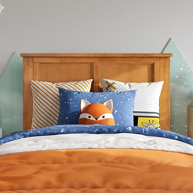 AFI, Madison Twin Solid Wood Panel Headboard with Attachable Charger, Light Toffee