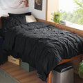 Bedsure Twin XL Comforter Set - Extra Long 5 Pieces Dorm Bedding Sets, GentleSoft™ Pinch Pleat Black Bed in a Bag with Pintuck Comforters, Sheets, Pillowcase & Sham