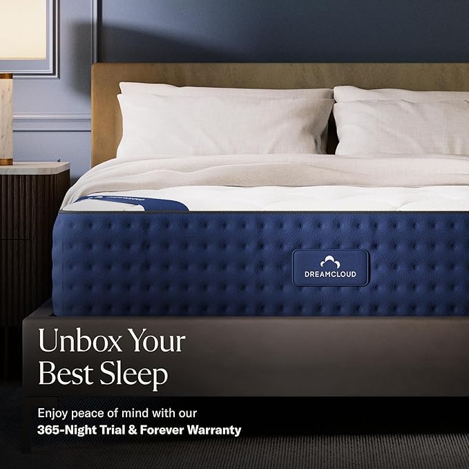 DreamCloud 12" Cal King Mattress - Luxury Hybrid Gel Memory Foam - 365 Night Trial - Premium Pressure-Relieving Layers - Forever Warranty - Mattress in a Box - CertiPUR-US Certified
