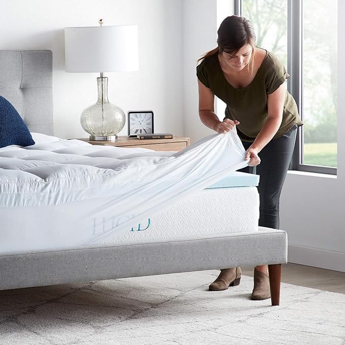 LUCID 4 Inch Down Alternative and Gel Memory Foam Mattress Three Toppers in One-Hypoallergenic, Twin, White