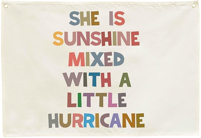 Boho Rectangular Banner Flag Wall Sign Decor Gift for Baby Girl Kids,Nursery Baby Room Above Crib Bedroom Living Room Wall Decor-She Is Sunshine Mixed With-Baby,Shower Birthday Christmas Gift
