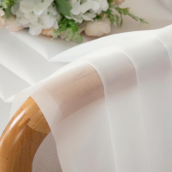 Aiyufeng 108 Inch Ivory Sheer Window Curtains for Farmhouse, Rod Pocket Voile Window Treatment Vertical Panels for Study Room/Bedroom/Living Room, Ivory, W59 x L108, 2 Panels