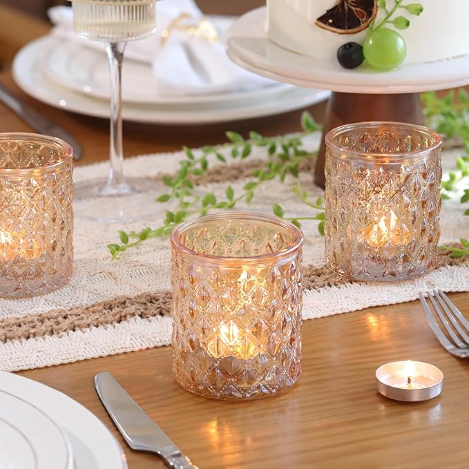 12Pcs Large Votive Candle Holders 2.8 * 3.2in Gold Tea Light Candle Holders Glass Candle Holder for Wedding, Bridal Shower, Table Centerpiece, Party, Home Decor