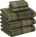 RUVANTI Flannel Sheets Split King Size - 100% Cotton Brushed Split King Bed Sheets Set, Deep Pockets 16 Inches, All Seasons Breathable & Extra Soft, Warm & Cozy, 5 Piece, DNA Plaid