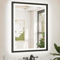 TETOTE 28x36 LED Mirror for Bathroom Black Metal Frame Frontlit & Backlit Lighted Vanity Mirror Baroque Gothic Anti Fog Stepless Dimmable White/Warm/Natural,CRI90+,Waterproof(Horizontal/Vertical)