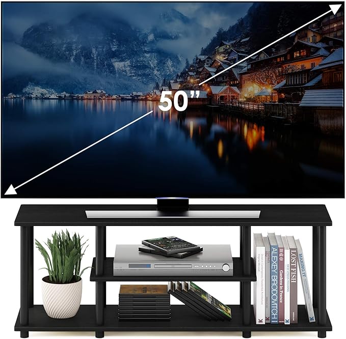 Furinno Turn-N-Tube No Tools 3D 3-Tier Entertainment TV Stand up to 50 inch TV, Round Tubes, Walnut