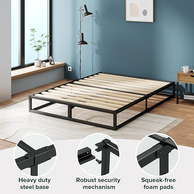 ZINUS Joseph 10 Inch Platform Bed Frame, Wood Slat Support, No Box Spring Needed, Eco Friendly WonderBox(TM) Packaging, Easy Assembly, Black, Full